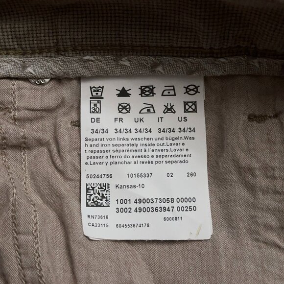 Hugo Boss Pants Mens Size 34x34 5-Pockets Regular Fit Check Light Brown - Picture 6 of 7